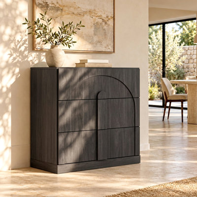 Sideboard Cabinet with 3 Drawers, Ebony