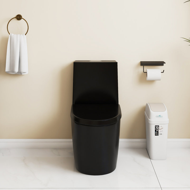 One Piece Toilet,1.1/1.60 GPF Dual-Flush ，Water-Saving Elongated Comfort Height Floor Mounted, Soft Close Seat, 1000 Gram Map Flushing Score Toilet, Matte Black 24T01-MB