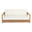 Lit de jour d'extérieur en bois d'acacia à 3 places pour la piscine, la cour, la terrasse, le porche, l'intérieur, le teck clair et le coussin beige-129473012