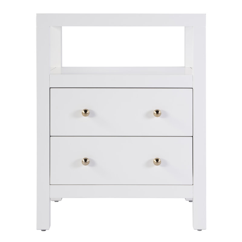 Nora 2-Drawer Nightstand, Smooth White
