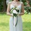 Bouquet de mariage de 9 pouces pour la mariée - Fleurs de roses artificielles simples prêtes pour la douche nuptiale, décorations d'anniversaire - vert émeraude et blanc