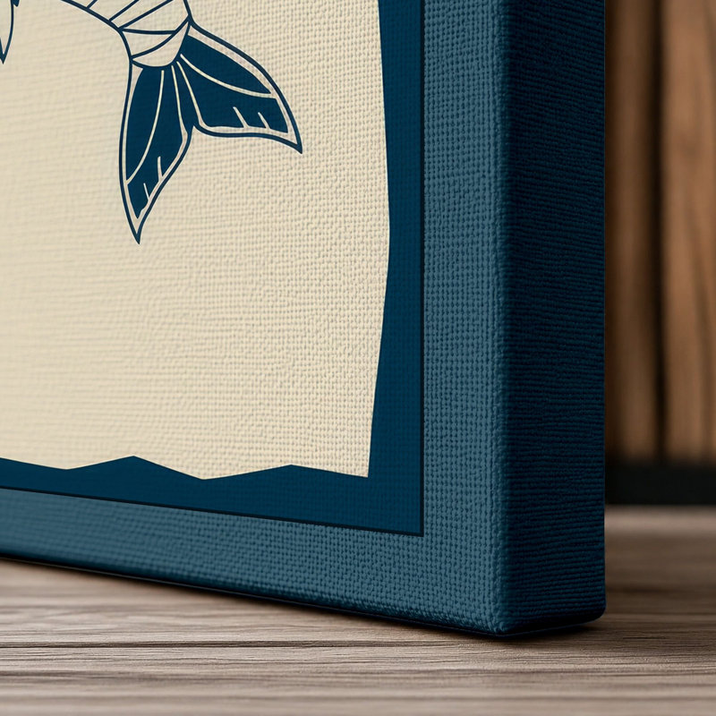 Fish Geometric - Wrapped Canvas, 30x20 - 76.2 x 50.8 cm, Teal Border