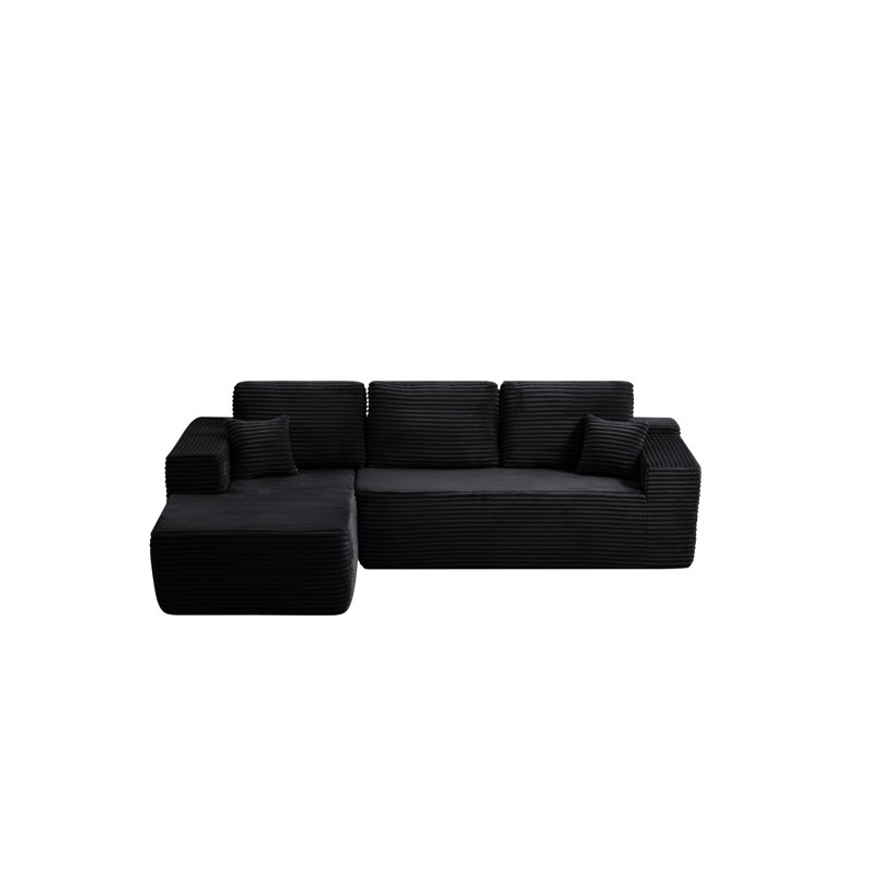 104" Cloud Sectional Sofa With L-Shape Chaise And Side Pockets, Modern Modular Design, Deep Seating, Upholstered Couch For Living Room/Bedroom, No Assembly Required (Plush Fabric), Left-Facing