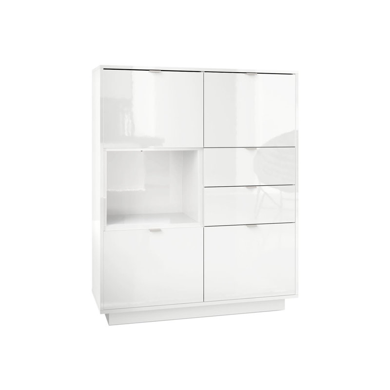 Highboard Mcclung, White (glossy), No