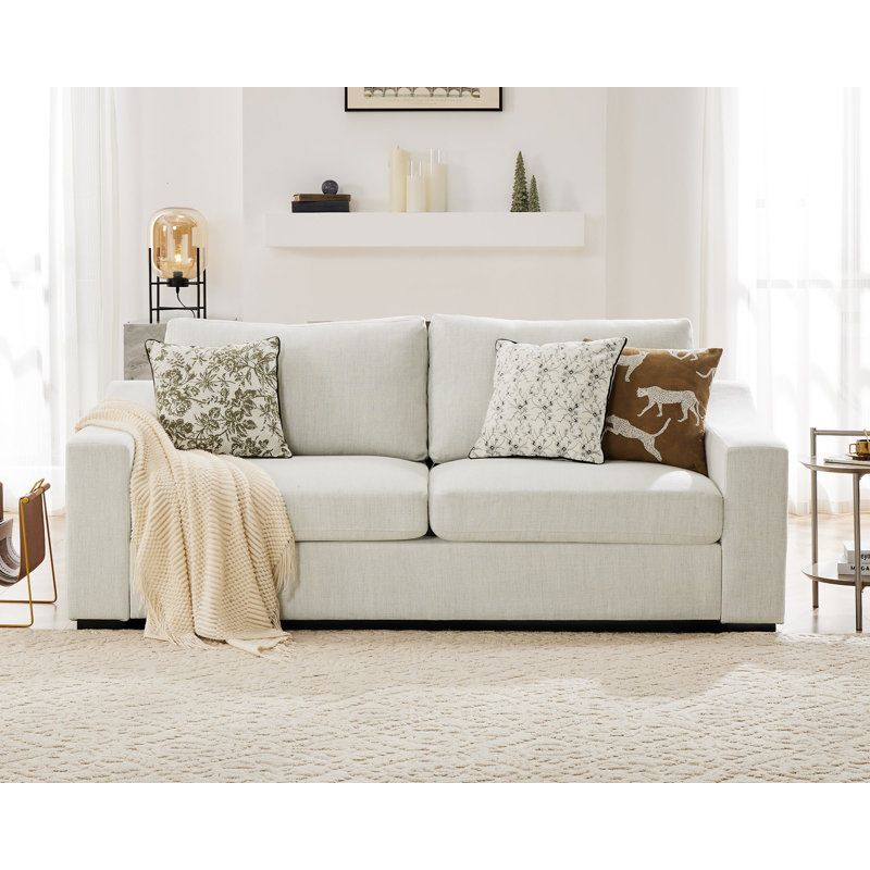 Stutsman Bradon 83" Upholstered Sofa, lvory 100% Linen
