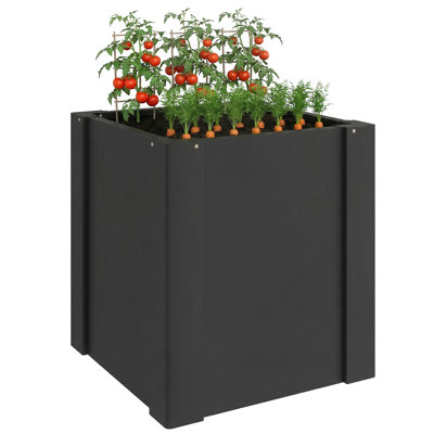 Raised Garden Bed, Galvanized Planter Box Outdoor with Gloves for Gardening Vegetables, Flower, Herb, 1.4 x 1.4 x 1.5 ft, Black