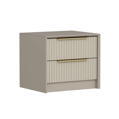 Wesa Modern Nightstand with Numerous Shelves, Stone Color, 20.9 x 17.7 x 17.7 inches | 100% Melamine Coated Particle Board, Thickness: 0.7 inches | Stylish Geometric Design for Bedroom Storage & Organization