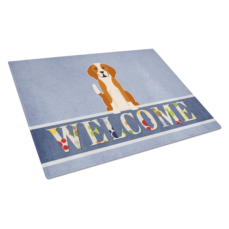 Planche à découper en verre trésors de caroline française foxhound Welcome Dog