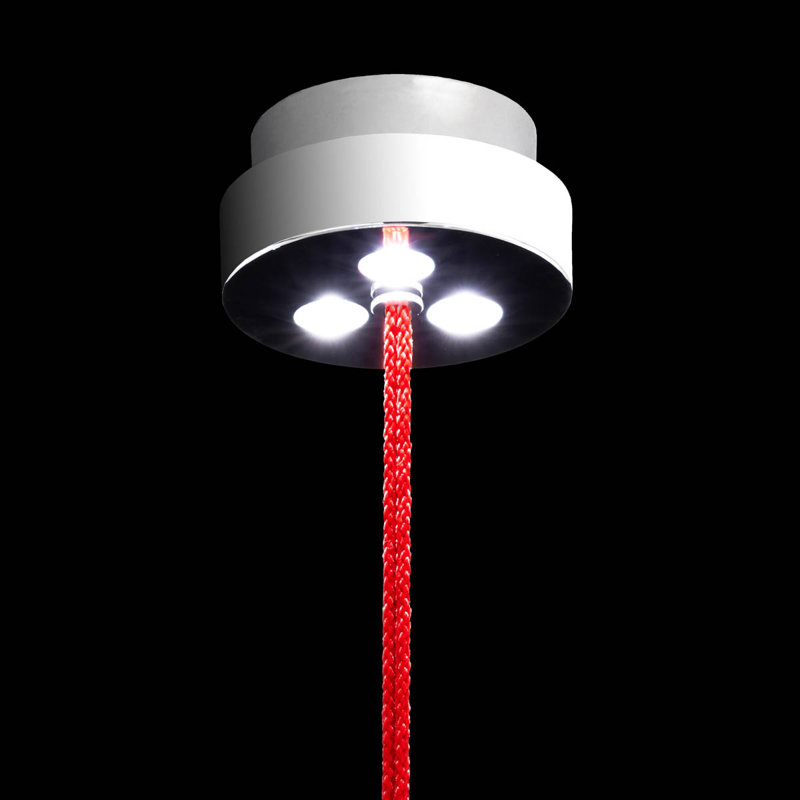 Addesion 1 - Light LED Pendant, Polished Chrome/Red Rope