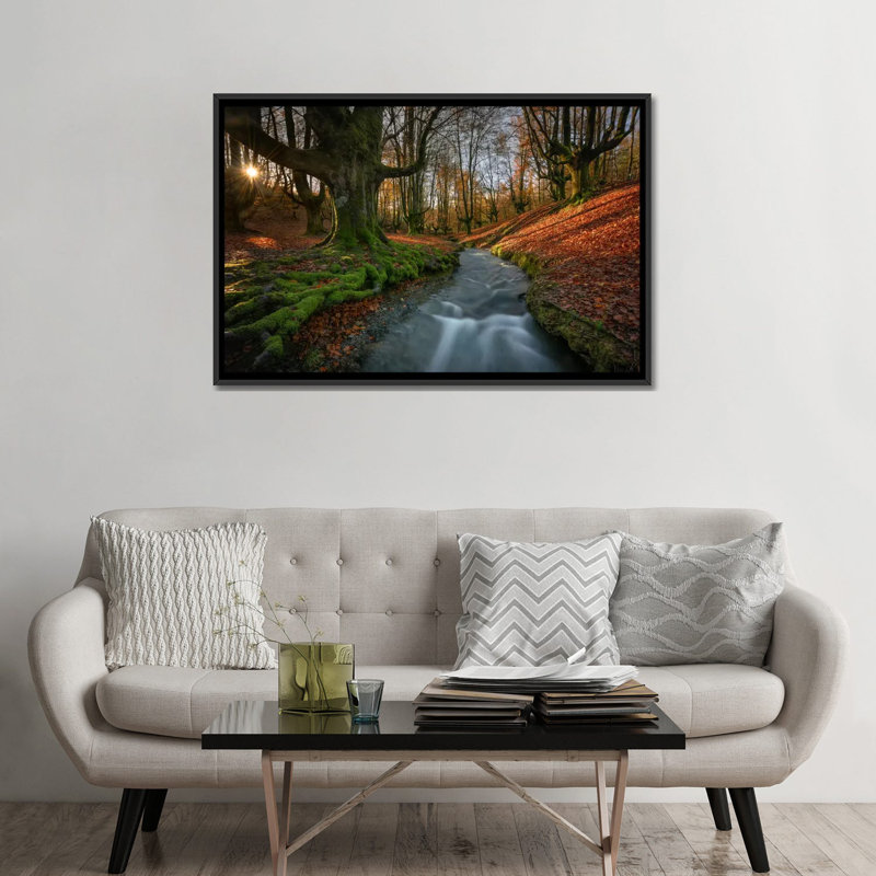 « magique forest », reproduction de photo sur toile, H 18 po x l 26 po x P 1,5 po, Toile avec cadre noir, Pas de tapis