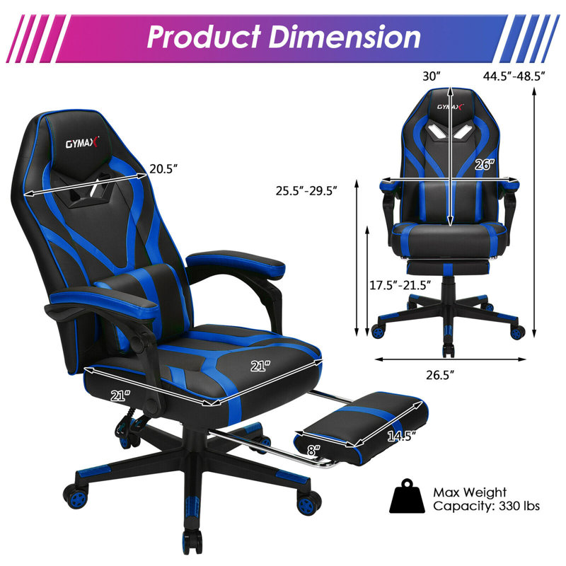 Fauteuil de jeu, Noir / Bleu