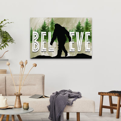 «Bigfoot» - Believe - Art textuel contemporain «Bigfoot Silhouette Pine Forest Believe»