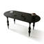 Table de salle à manger ovale noire avec pieds tournés en bois massif-1766177782