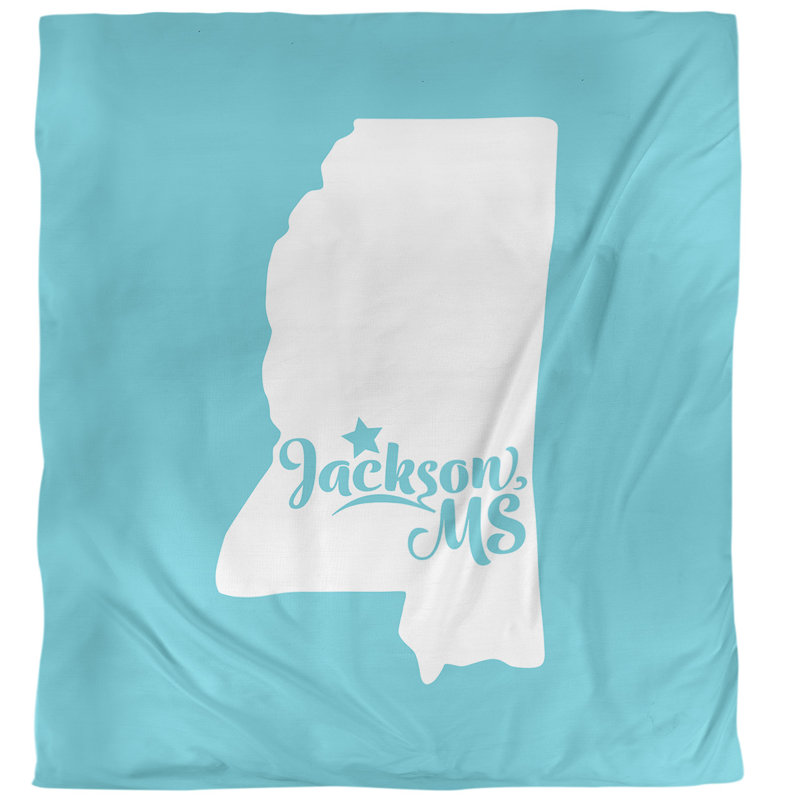 Housse de couette simple jackson Mississippi, Microfibre, Housse de couette pour grand lit, Bleu sarcelle