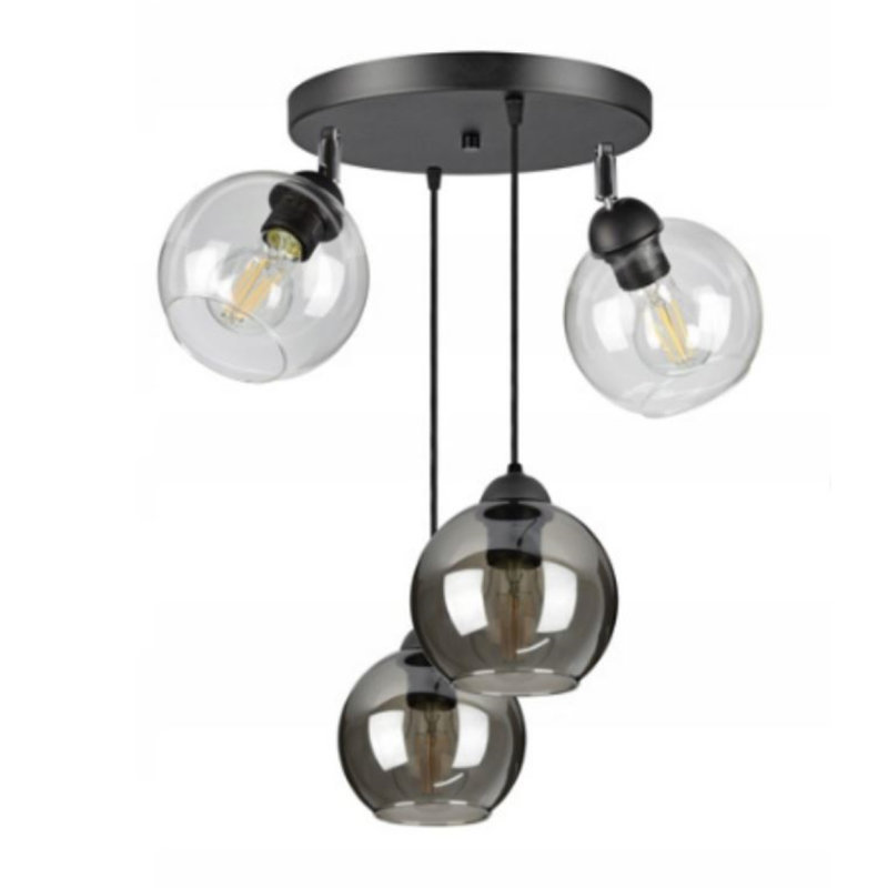 Burbach 4 - Light Black Sphere Pendant, Aluminum/Transparent