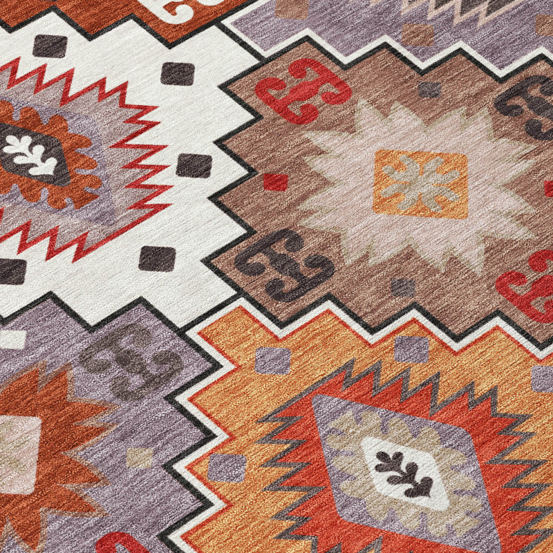 Tapis paprika Xhevrie intérieur / extérieur lavable à la machine, Rectangle 10 pi x 14 pi