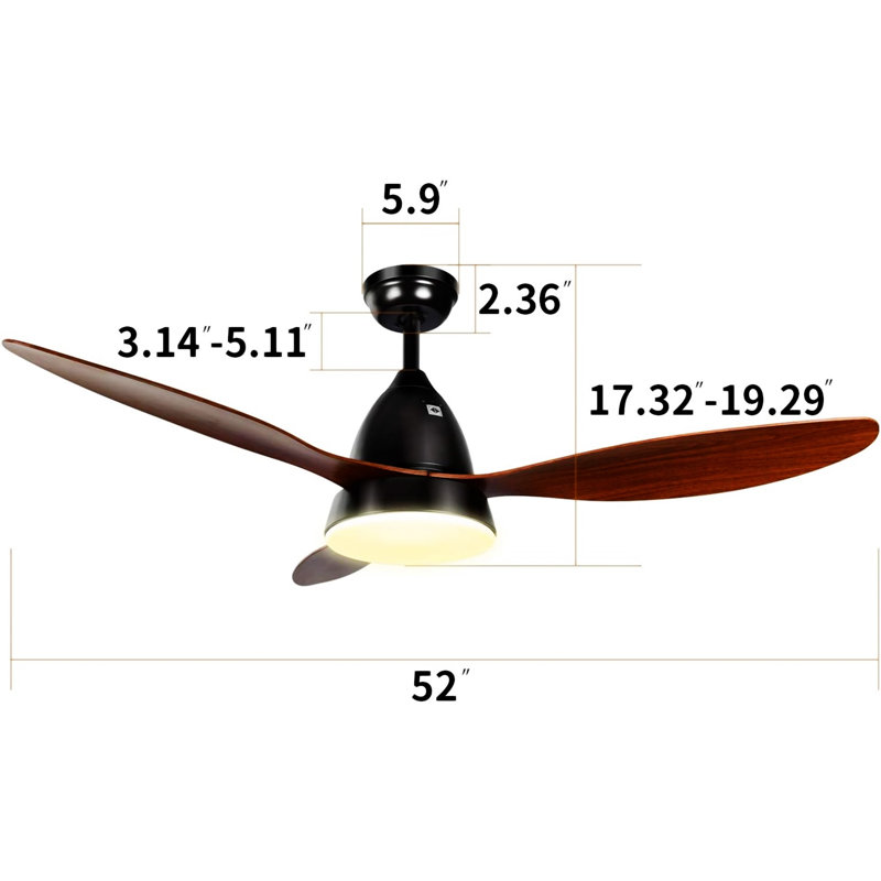 52-Inch Ceiling Fan With LED Light And Remote Control