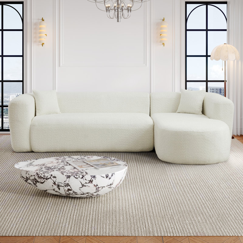 Canapé modulaire Modern, Chenille beige, Orienté à droite