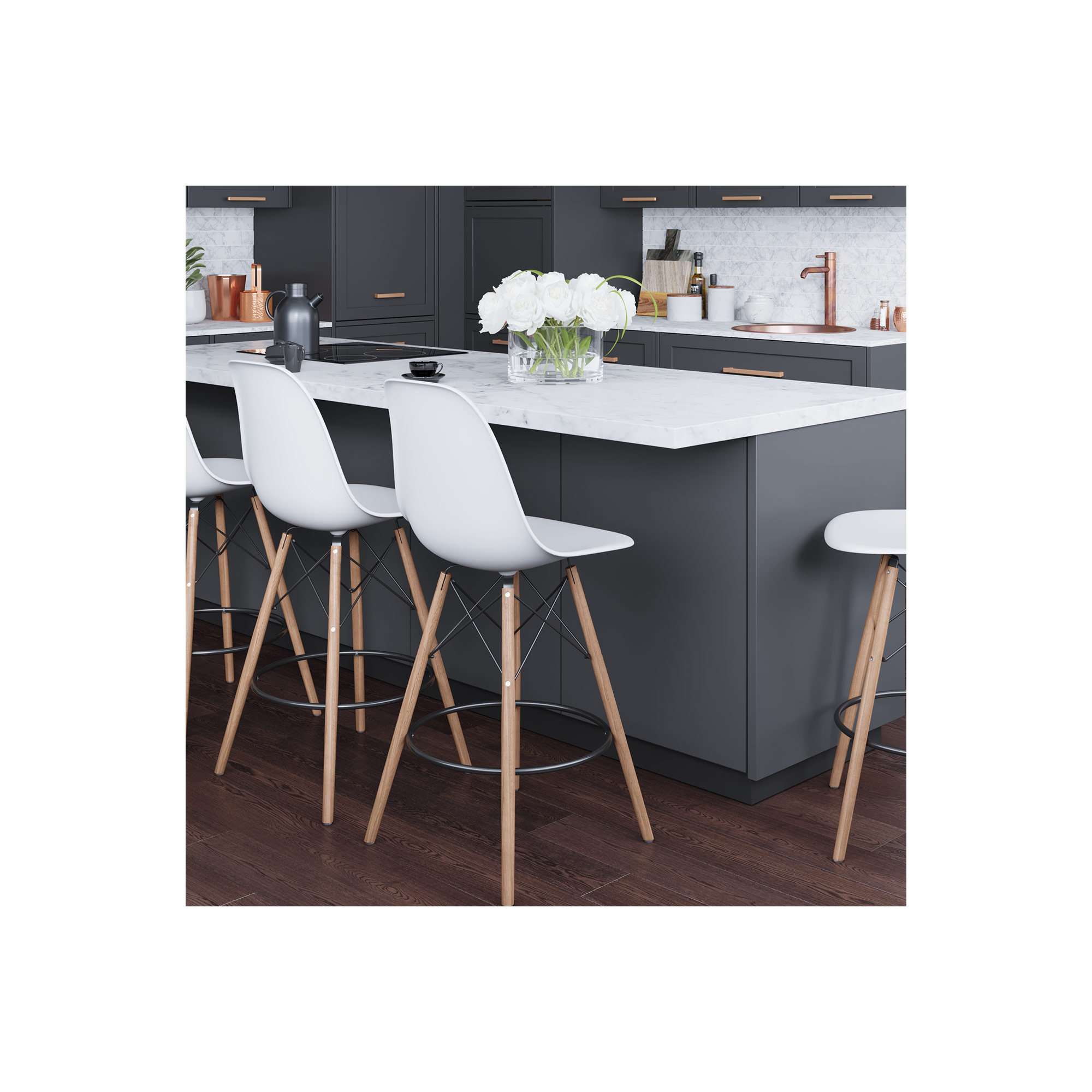 Jordan Bar & Counter Stool, Bar Stool (29.5" Seat Height), White/Natural