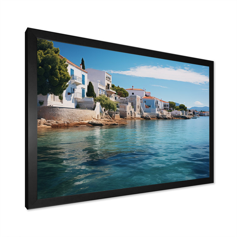 " Greece Saronic Serenade II ", H 24 po x l 32 po, Cadre simple noir
