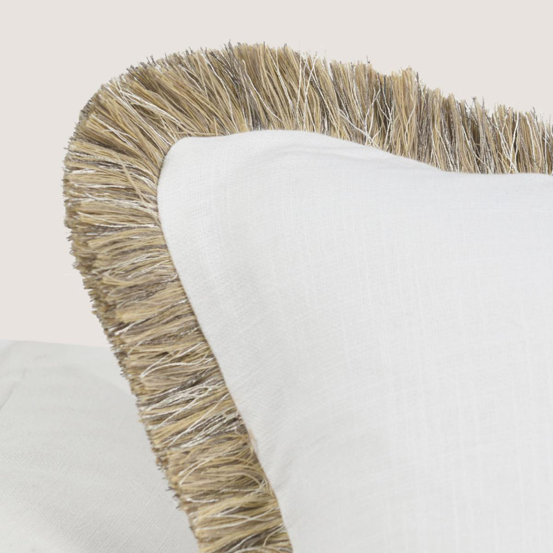 Cara Fringe Linen Blend Throw Pillow, Square, 24"H x 24"W