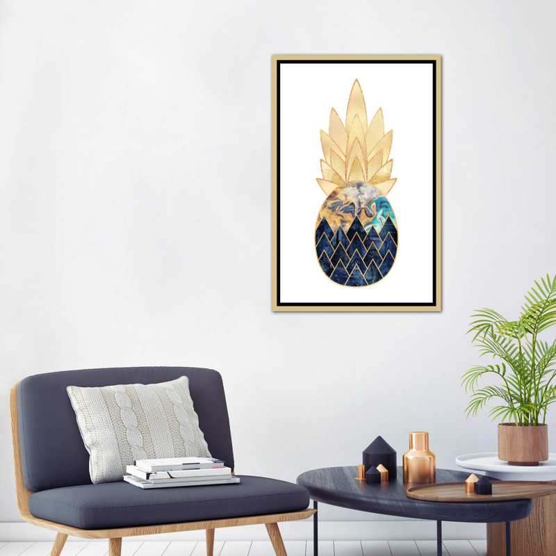 « précieux ananas i » par elisabeth fredriksson-print, H 26 po x l 18 po x 1,5 po, Toile encadrée d'or