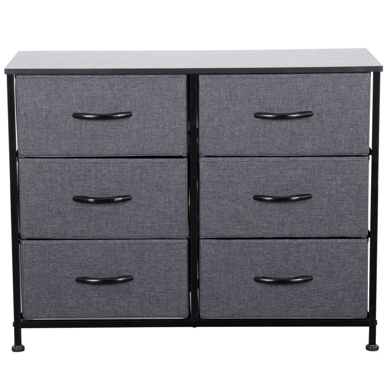 Caileigh 24.57 cm W Chest of 6 Drawers, Black