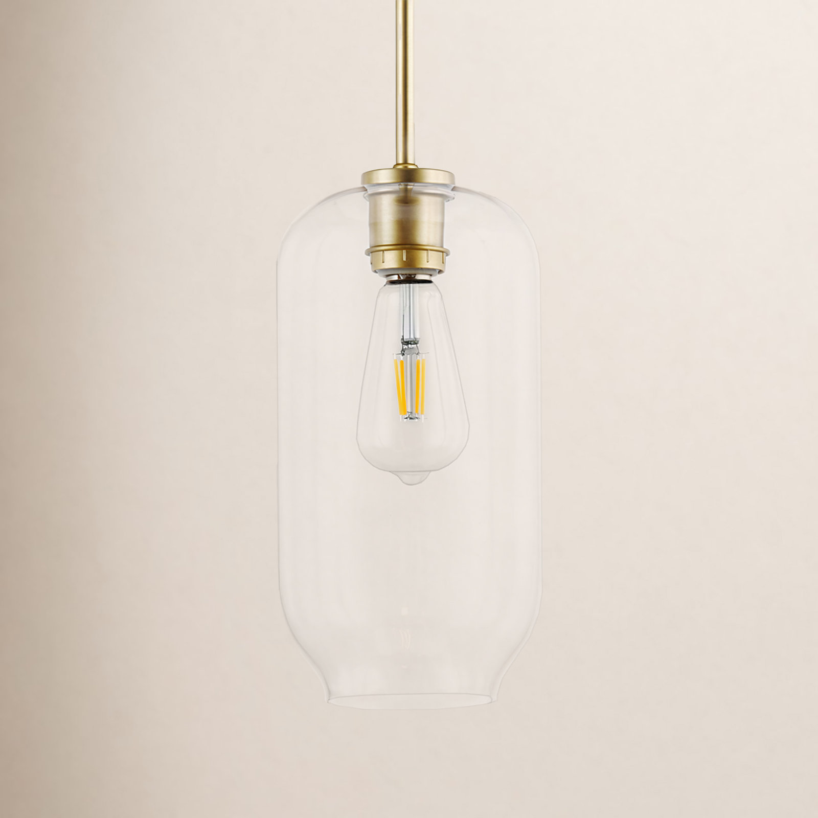 Olea Single Light Glass Dimmable Pendant, Clear