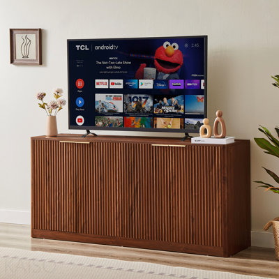 59-Inch Modern Wavy Sideboard, Curved Contour Design Storage Cabinet, 4-Door Cabinet With Storage Function