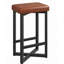 Ensemble de 2 tabourets de bar sans dossier de 25 po de hauteur, cuir d'unité centrale de hauteur comptoir, structure en X en métal, brun-129741489-129741493