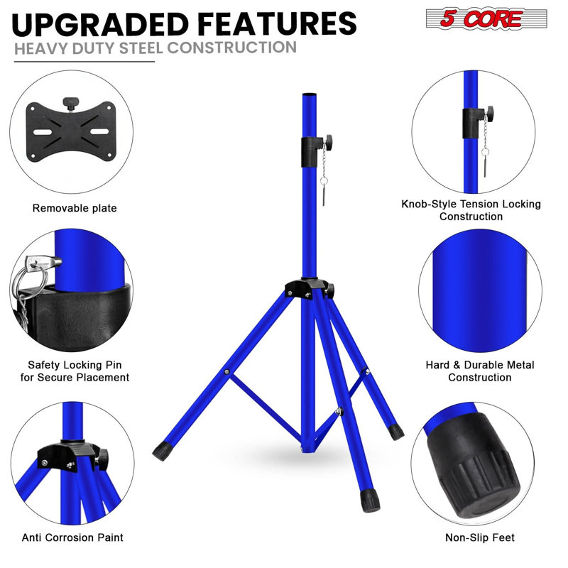 Paire de supports pour haut-parleurs à hauteur réglable 54 po, Bleu