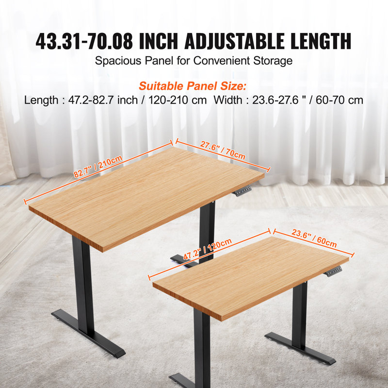 Cadre de bureau debout double moteur VEVOR, H 26 po x l 43 po x P 22 po