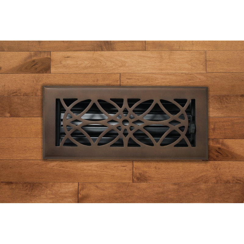 Madelyn Carter Solid Brass Empire Vent Cover with Damper - Floor & Wall Register, Oil Rubbed Bronze, 12" L x 4" W x 2.75" H
