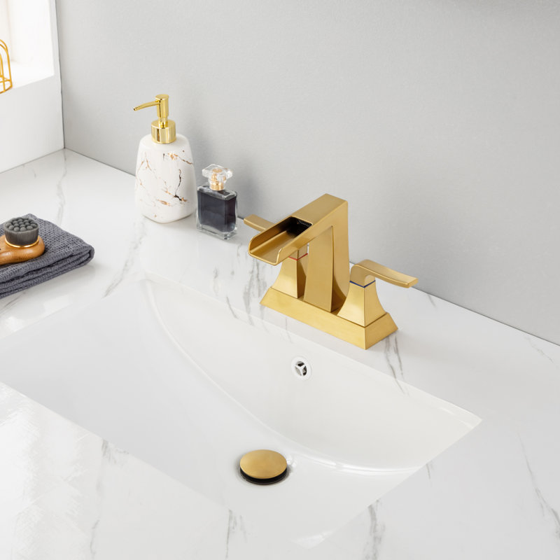 Widespread Bathroom Sink Faucet Brushed Gold, Gold