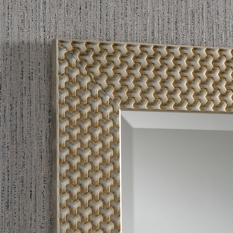 Arje Solid Wood Rectangle Mirror, 117cm H x 92cm W, Gold