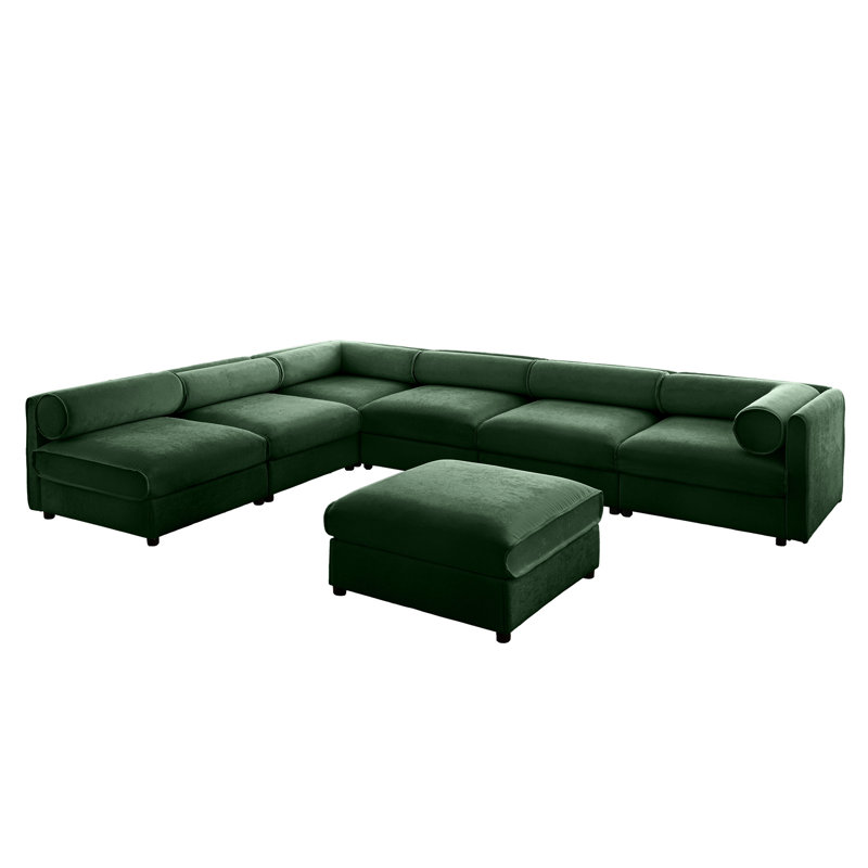Canapé modulaire moderne en chenille avec rangement - fonctionnel et élégant, Green