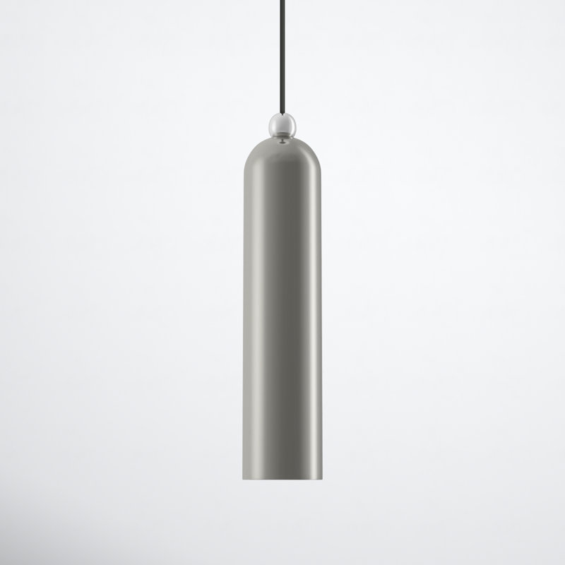 Hanne 1-Light Dimmable Metal Cylinder Pendant, Brushed Nickel
