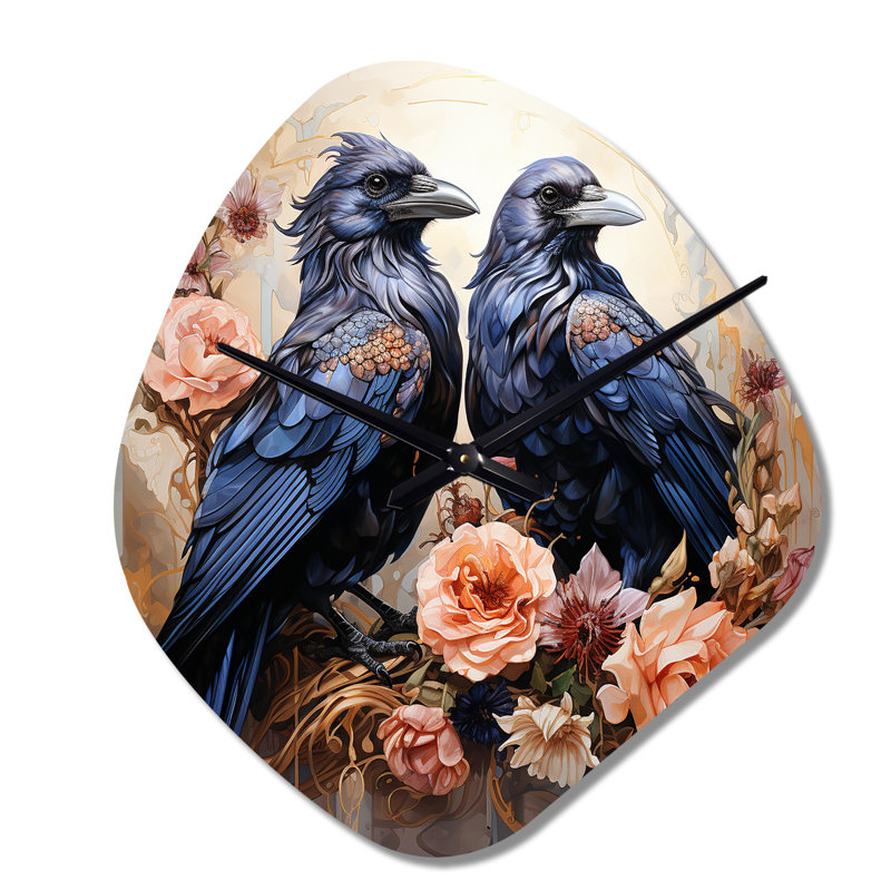 Sculpture Crow Royal Majesty I - horloge murale bleue, Petit