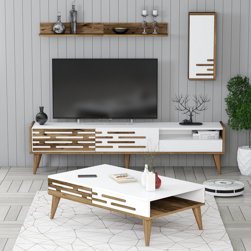 Ensemble de meubles de salon, Brun / Blanc