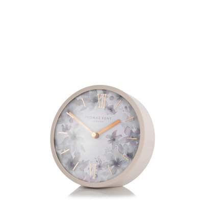 Roman Numeral Mechanical Tabletop Clock in Dusty Pink