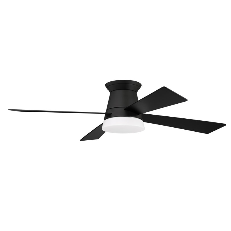 Ventilateur de plafond encastré à DEL à 4 pales 52 po avec ensemble d'éclairage inclus Meddler, Noir mat
