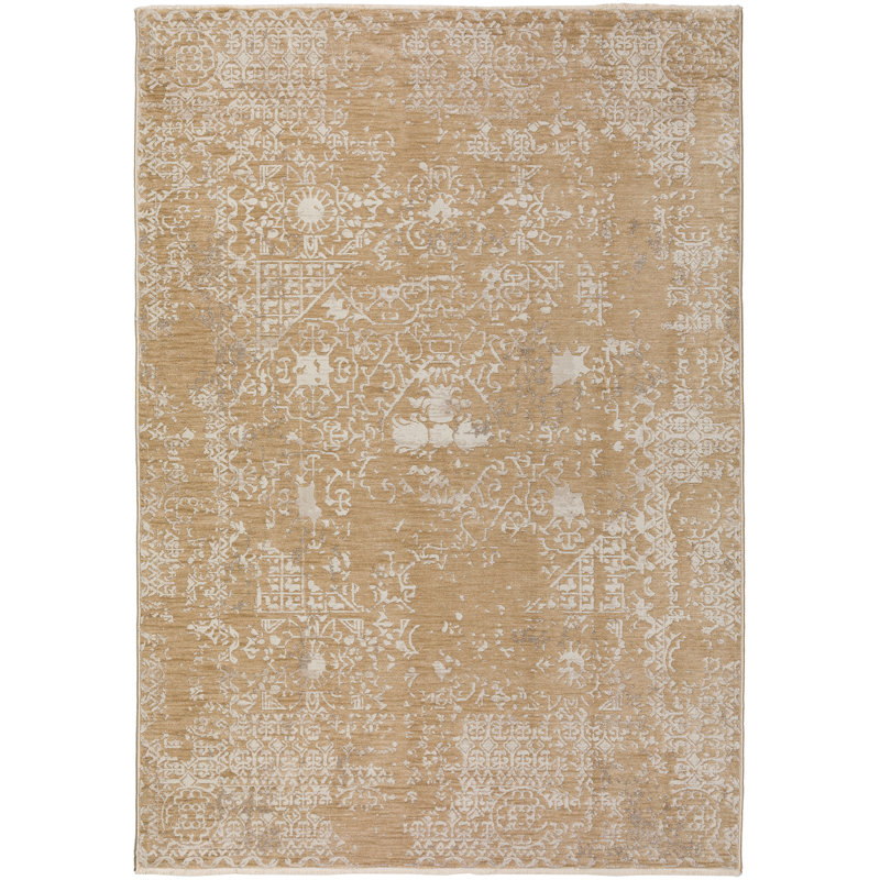 Tapis beige / brun tissé à la main à motif abstrait Gwyneira, Rectangle 3 pi 3 po x 5 pi 3 po