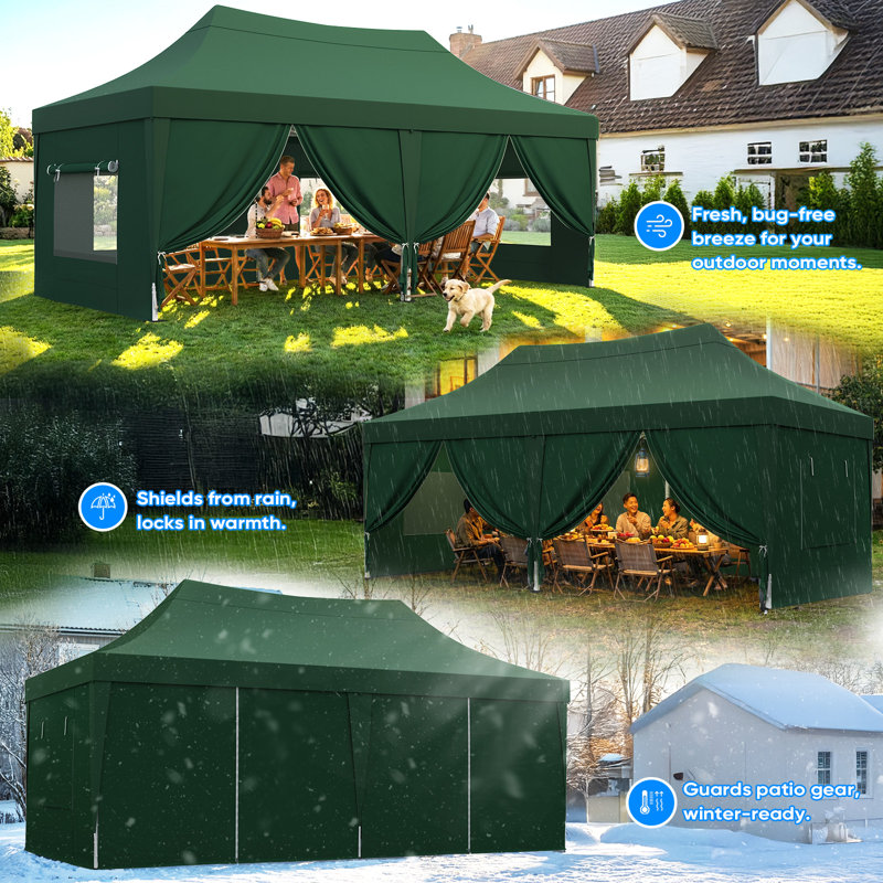 Quictent 3x6m Commercial Pop Up Gazebo with Sloped High Peak, Heavy Duty Event Shelter with Mesh Window Sides for Backyard, Parties, Vendor Booths-Navy