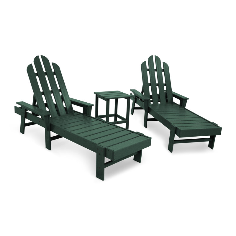 Ensemble 3 pièces de chaise longue POLYWOOD, Vert