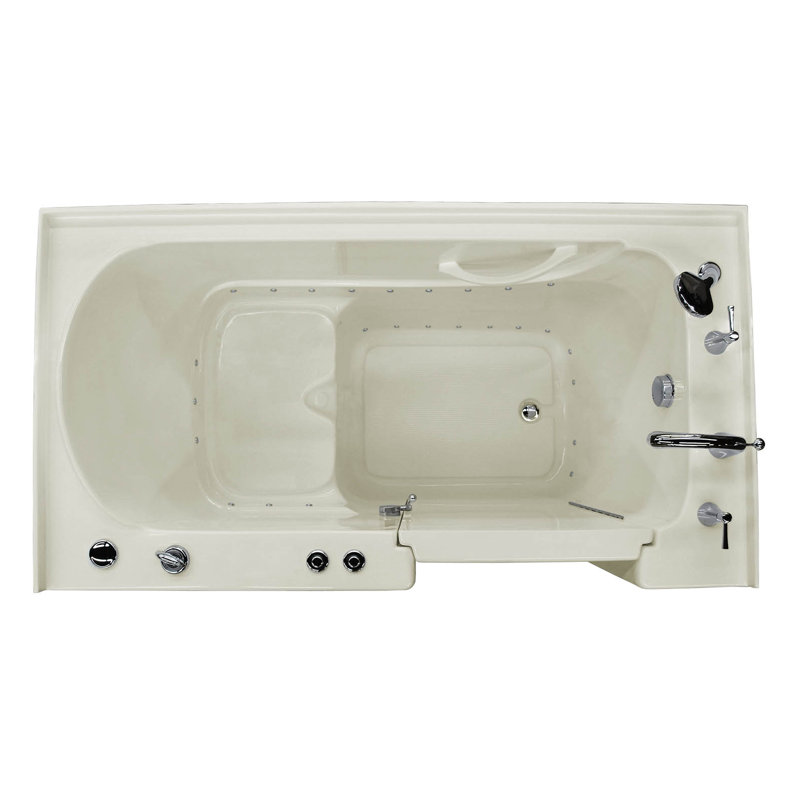 Aspen 60'' x 32'' Air Bathtub with Faucet, Biscuit, Left