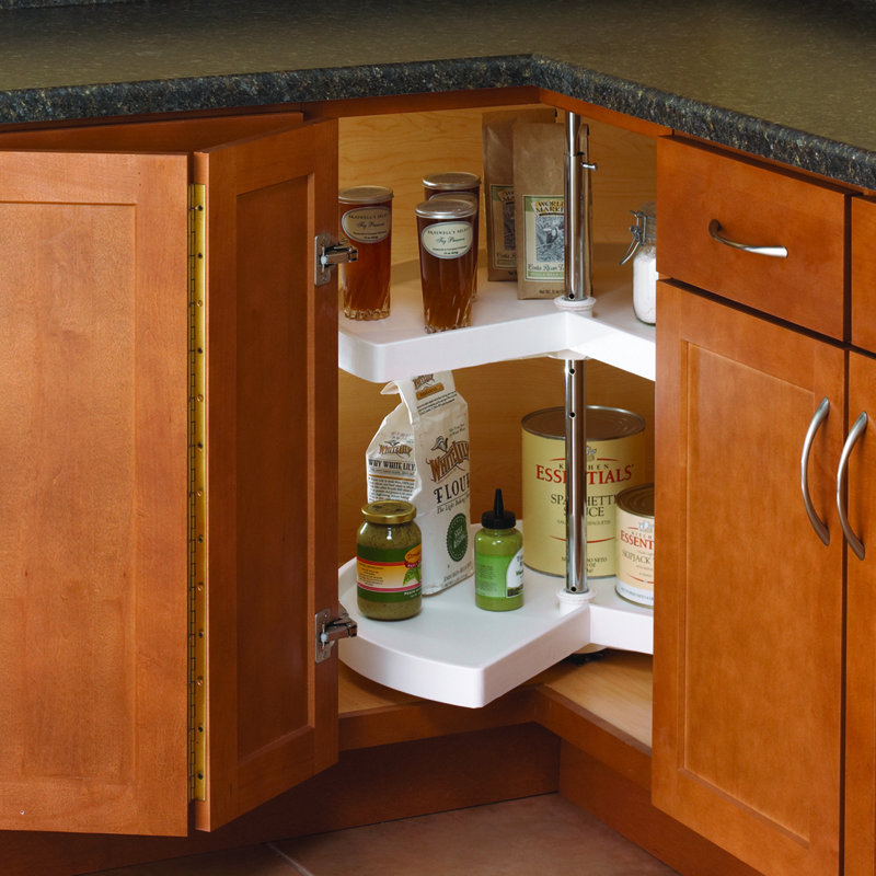 White Kidney-Shaped 2-Shelf Revolving Lazy Susan Organizer