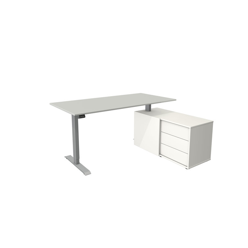 Move 1 Adjustable L-Shaped Metal Base Standing Desk, Grey, Light Grey