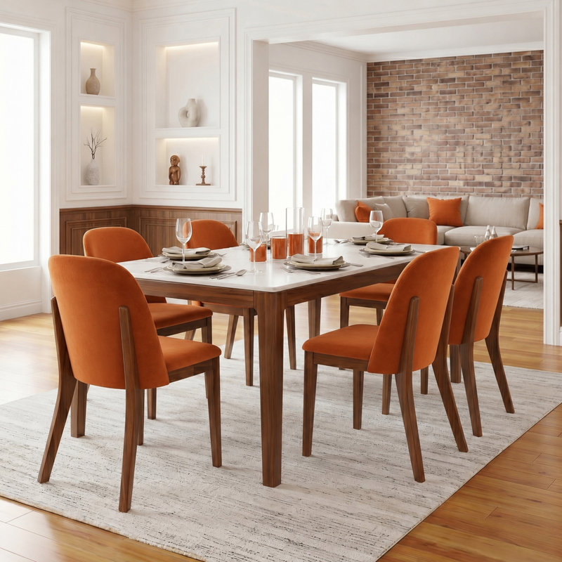 Chaise Bargman, Velours orange brûlé