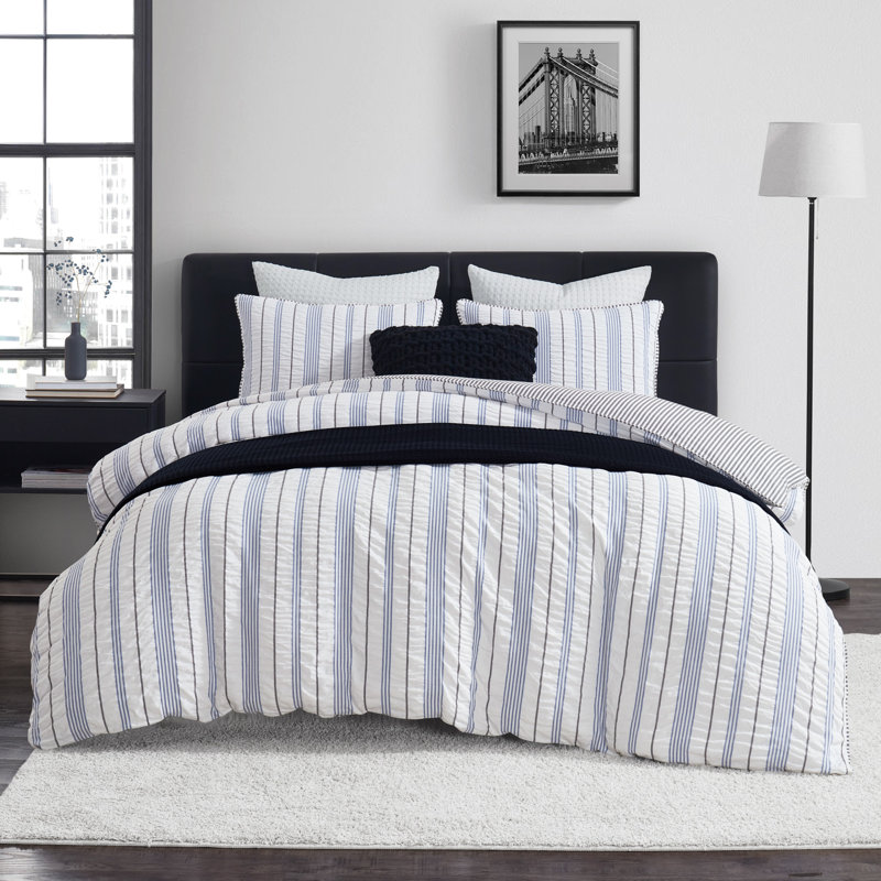 Ensemble de couette Seersucker, Housse de couette très grand + 2 taies décorativ