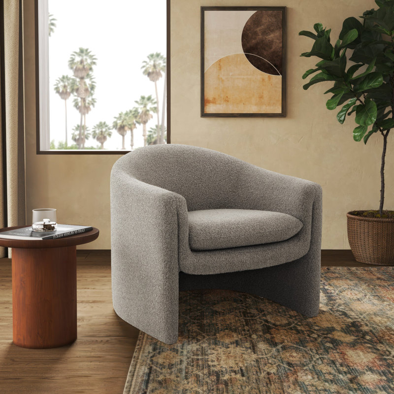 Fauteuil demi-tonneau 32,87 po Pollman, Boucle gris clair